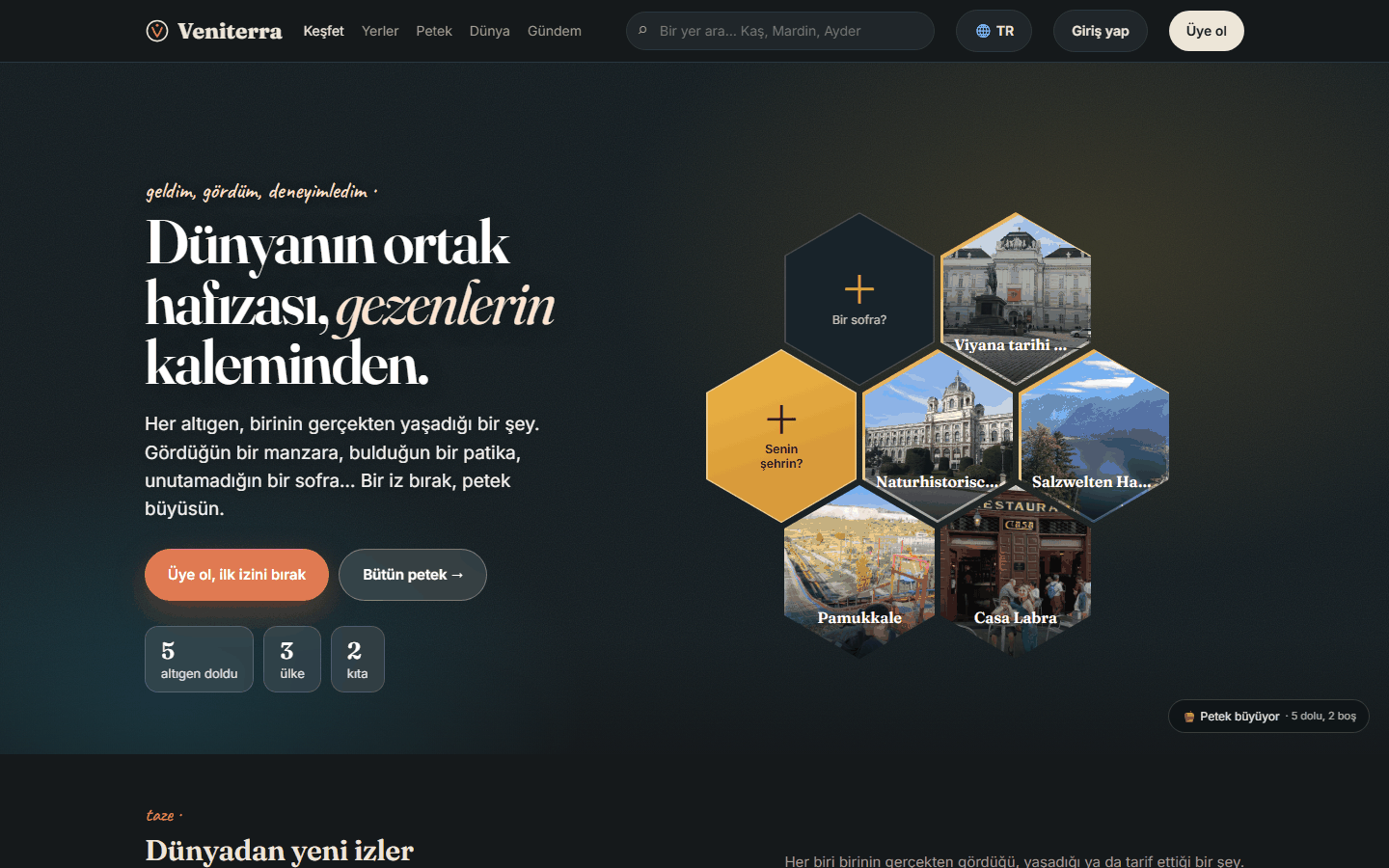veniterra.com Entdecken: Weltwabe und neueste Spuren